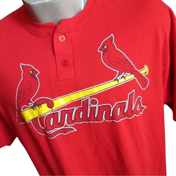 S True Vtg 90s ST LOUIS CARDINALS GRAPHIC LITTLE LEAGUE PATCH HENLEY T-shirt #37 - Picture 1 of 6